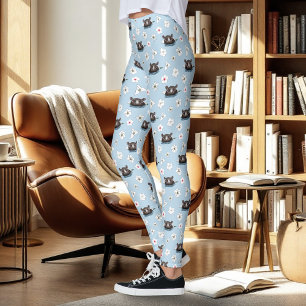 Legging Hipopótamo Lótus Branco Azul
