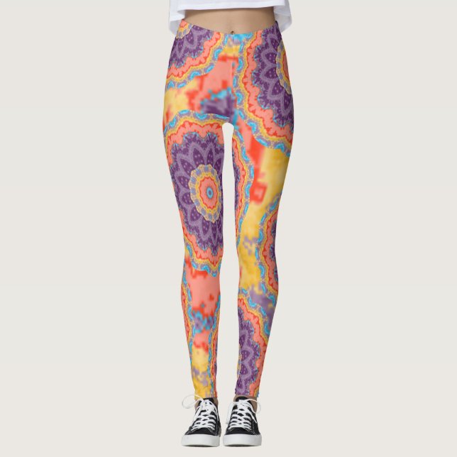 Legging Hippie Bohemian Floral Mandala Colorida Mistura Ro (Frente)