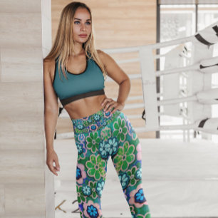 Legging Hippie Floral Flutuante Padrão   Leguminosas