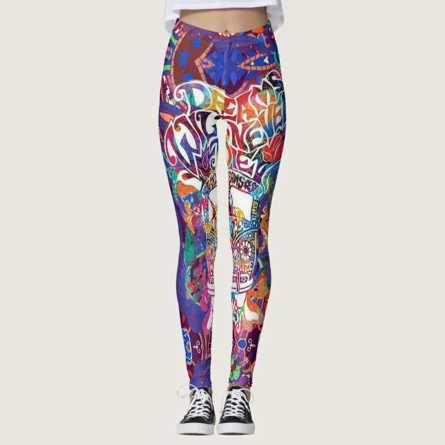 Legging Hippie Van Dreams Esperam Paz Amor Tie Dye (Frente)