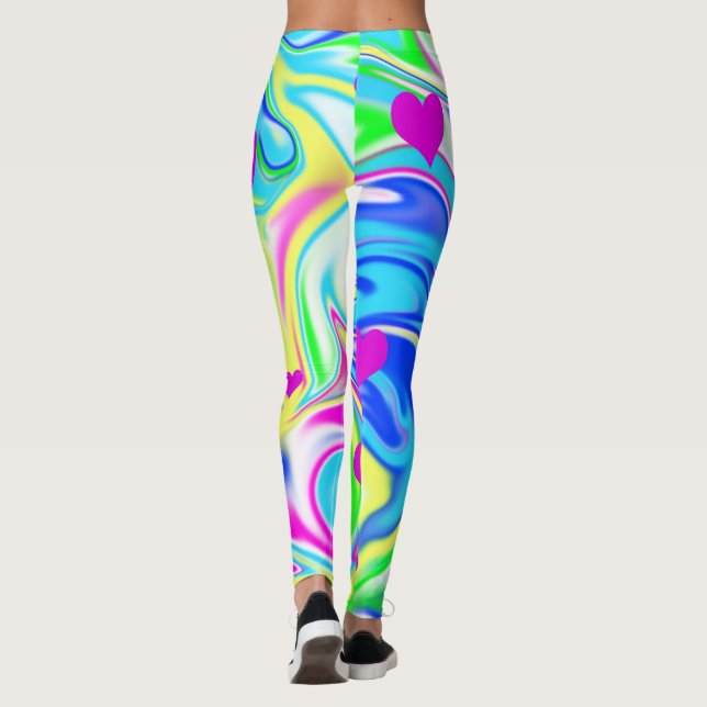 Legging Hippy Love Hearts Bubblegum Marble, (Verso)