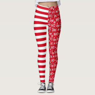 Legging Ho Natal com Stripes Vermelhas