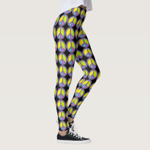Legging holiES - sinal colorido PEACE + suas ideias