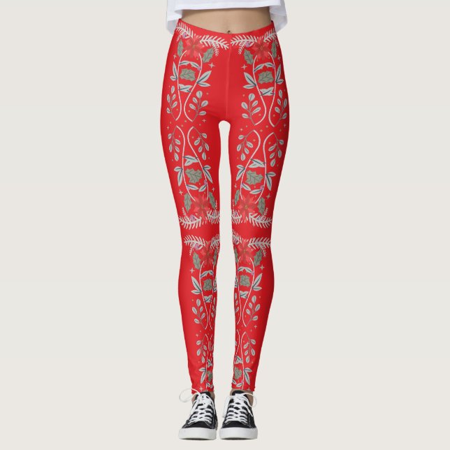 Legging Holly Berries Flower Frame (Frente)