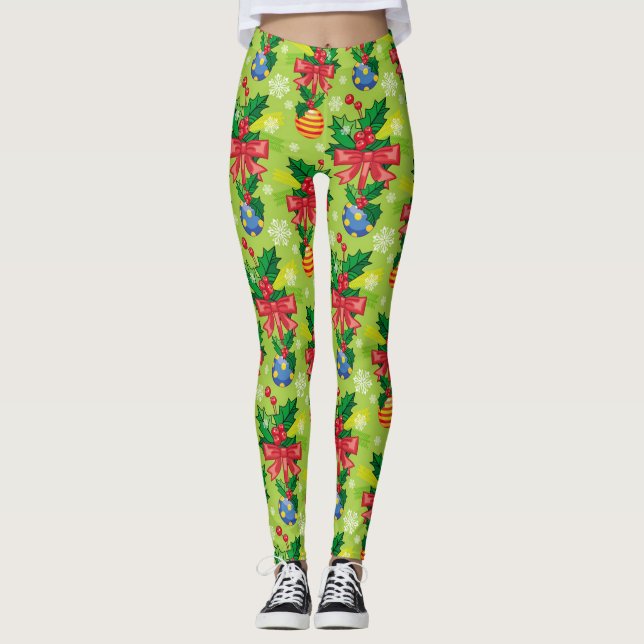 Legging Holly De Natal E Bolas E Arcos (Frente)