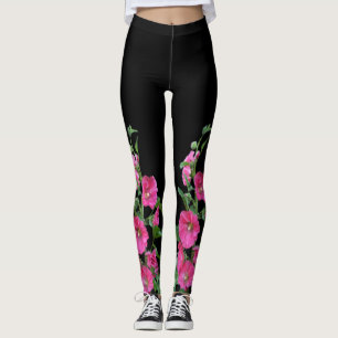 Legging Hollyhocks Rosa em Preto