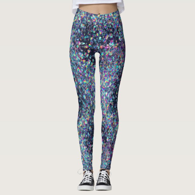 Legging Holographic Glitter Pattern – Iridescent Rainbow  (Frente)