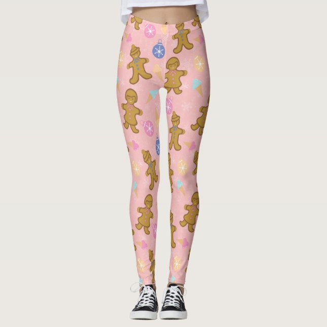 Legging Homem de Biscoito,bolas de Natal (Frente)