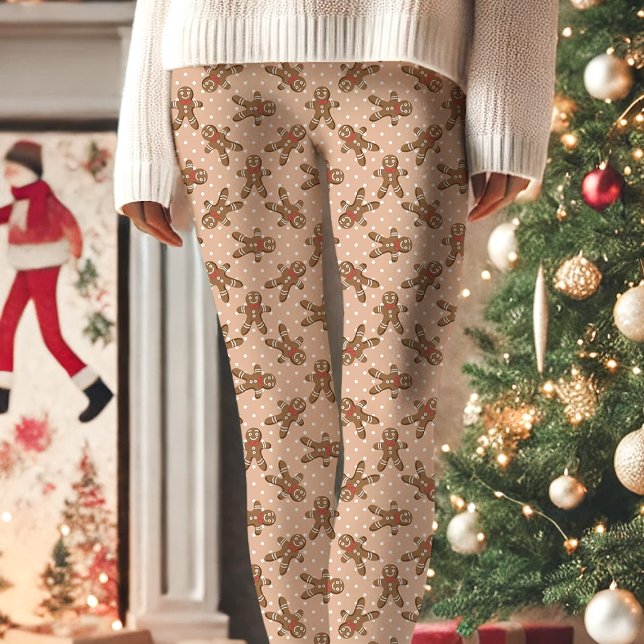 Legging Homem de Gengibre Marrom com Bolinhas de Natal (Criador carregado)