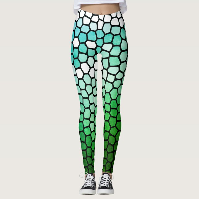 Legging Honeycomb Verde e Branco (Frente)