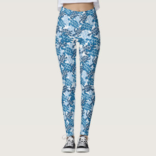 Legging Honu Sea Turtle Havaiana Aloha Indigo Blue