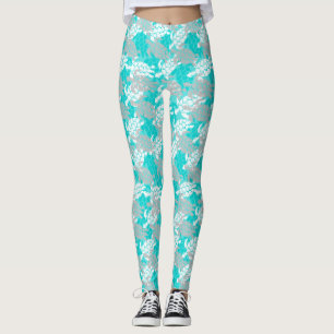 Legging Honu Sea Turtle Havaiana Aloha Seafoam