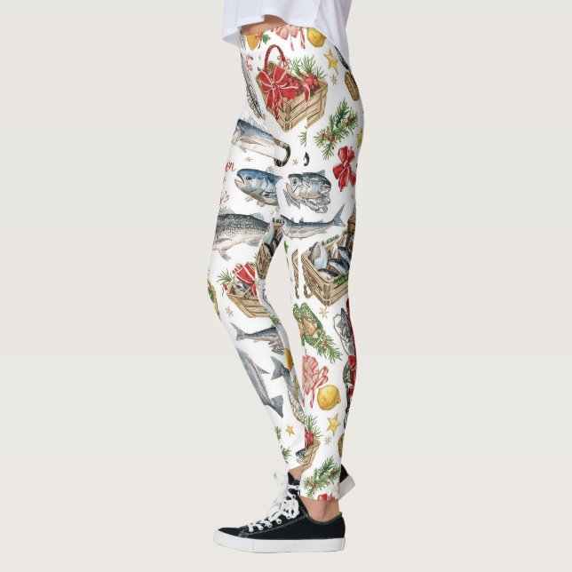 Legging Horto de Natal de pesca (Esquerda)