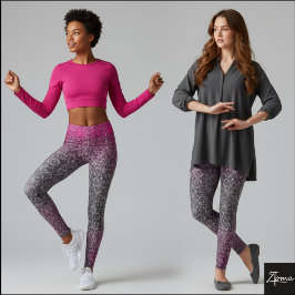 Legging Hot Pink Gray Ombre Damask Tapestry