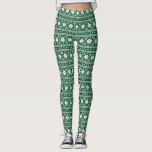 Legging Hunter Green Fair Isle<br><div class="desc">Allover de leggings de impressão num feriado divertido isle impressão. Perfeito para sua próxima festa feia de suéter de Natal ou só para espalhar alegria o inverno todo!</div>