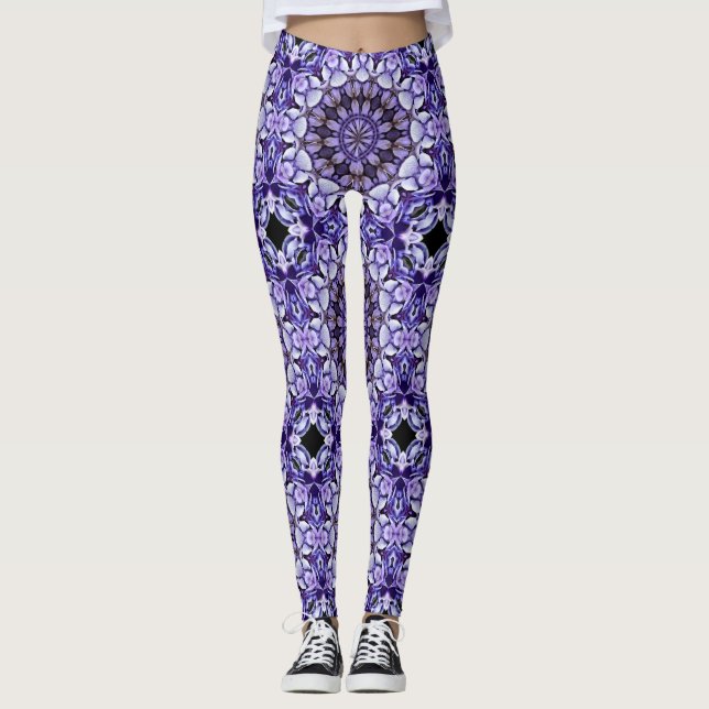 Legging Hydrangea Flower Petals Abstrato (Frente)