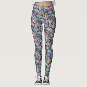 Legging Hydrangeas Artísticas Hortensia Floral Abstrato Ar