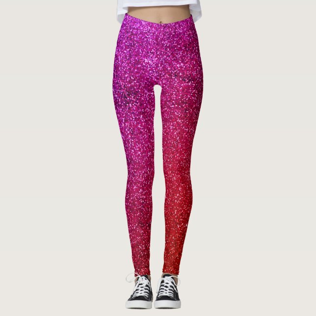 Legging I love you chic pink glitter background (Frente)