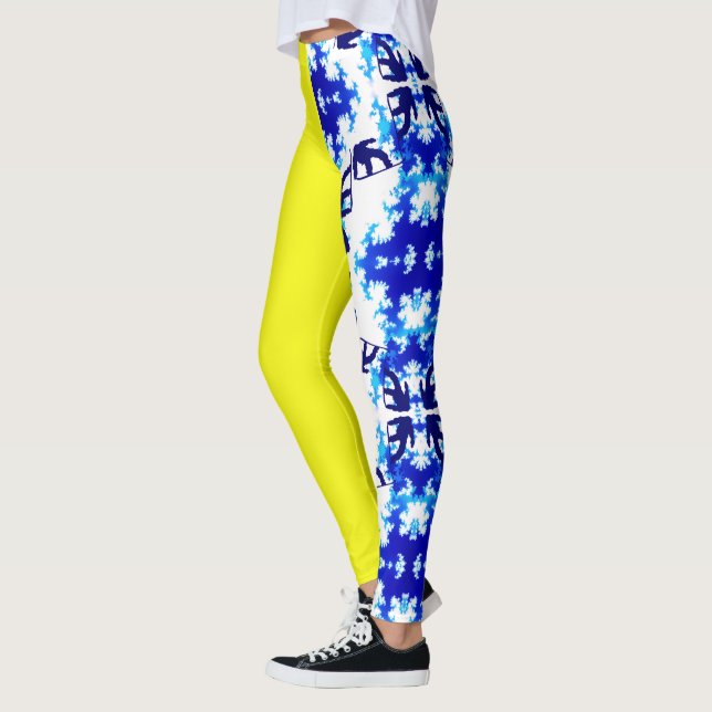 Legging Ice Blue Snowboarder Sky Amarelo Esporte de Neve (Esquerda)
