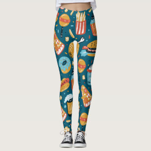 Legging Ícones de Comida Rápida: Portas de Vintage