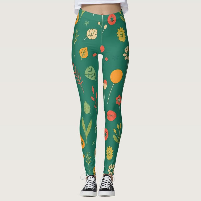 Legging Ícones FLEXÍVEIS Whimsical em verde (Frente)