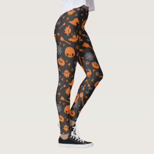 Legging Ícones pretos alaranjados da doçura ou travessur