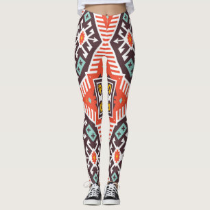 Legging Ikat Aztec: Textura em striping étnico