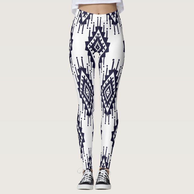 Legging Ikat Boho Aztec Textile Motif (Frente)
