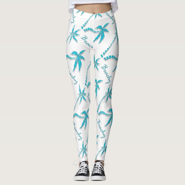 Legging Ilha azul beachy da palmeira (Frente)