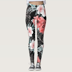 Legging Ilha Paradisíaca Botânica Tropical Dourado Rosa