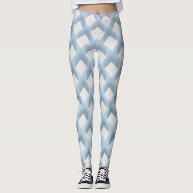 Legging Illusão óptica branca e azul (Frente)