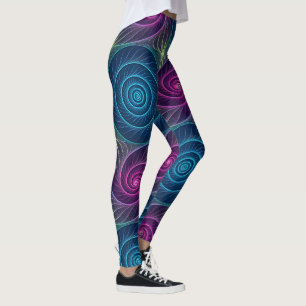 Legging Ilusão Colorida de Vórtice Espiral   Óptica Perfei