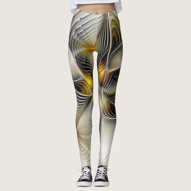 Legging Ilusão Óptica Abstrata Fractal 3D Com Profundidade (Frente)