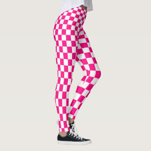 Legging Ilusão óptica do rosa e o branco do teste padrã