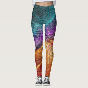 Legging ilusão psicodélica arte colorida