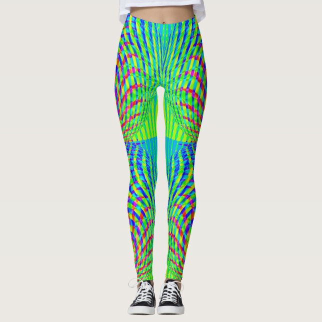 Legging Ilusões Geométricas Divertidas (Frente)