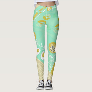 Legging Ilustração Bohemian Chintz Spearmint Olive White