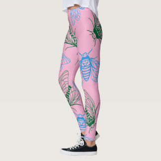 Legging Ilustração Botânica de Cigarra em Rosa