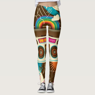 Legging Ilustração colorida de rádio Abstrato Vintage