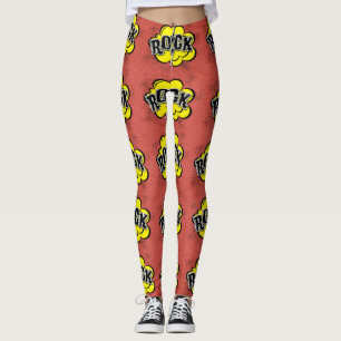 Legging Ilustração cómica da rocha do estilo