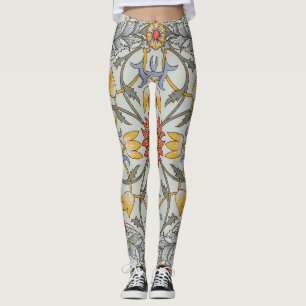 Legging Ilustração da Flor do Círculo Floral William Morri