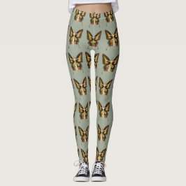Legging Ilustração da Mulher Borboleta Flapper por Leyende