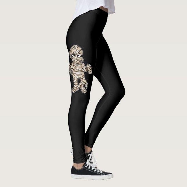 Legging Ilustração da múmia do Halloween em preto (Direita)