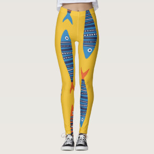 Legging Ilustração da vida submarina de peixes brilhantes