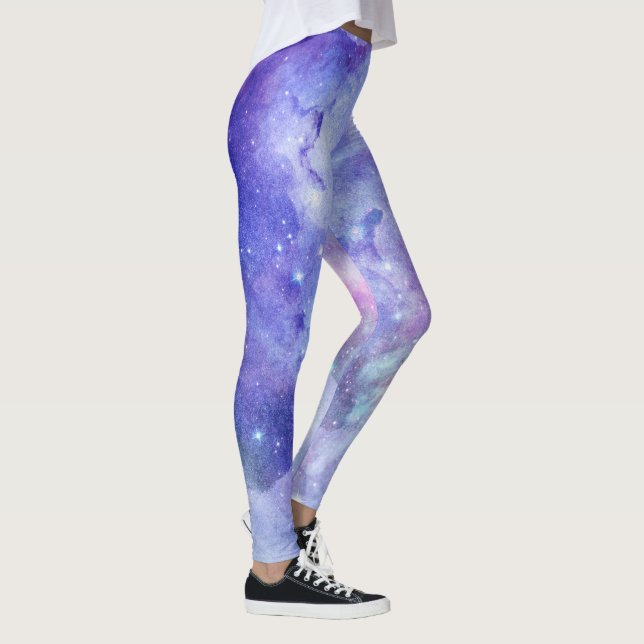 Legging Ilustração de Aquarelas de Espaço Profundo (Direita)