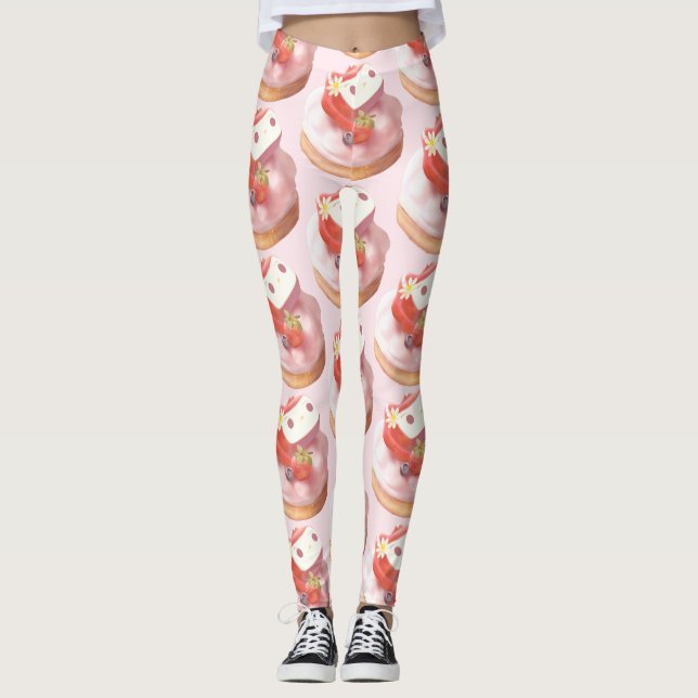 Legging Ilustração de Arte de Morango (Frente)
