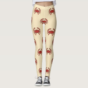 Legging Ilustração de creme vermelha do caranguejo náut