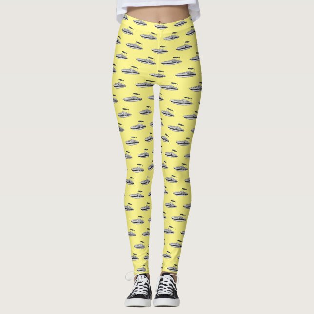 Legging Ilustração de desenho animado a motor (Frente)