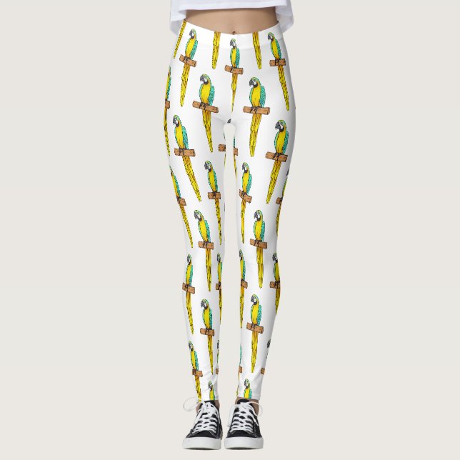 Legging Ilustração de desenho animado com arara-arara-azul (Frente)