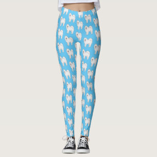 Legging Ilustração de desenho animado com cão Samoyed